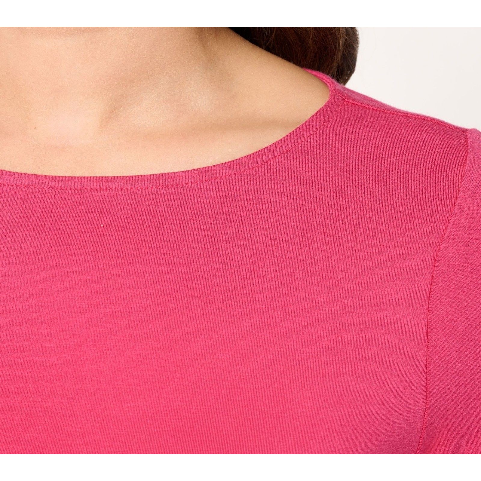 Susan Graver Essentials Comfy Cotton Bateau Neck Top Black 3x — image 7 of 8
